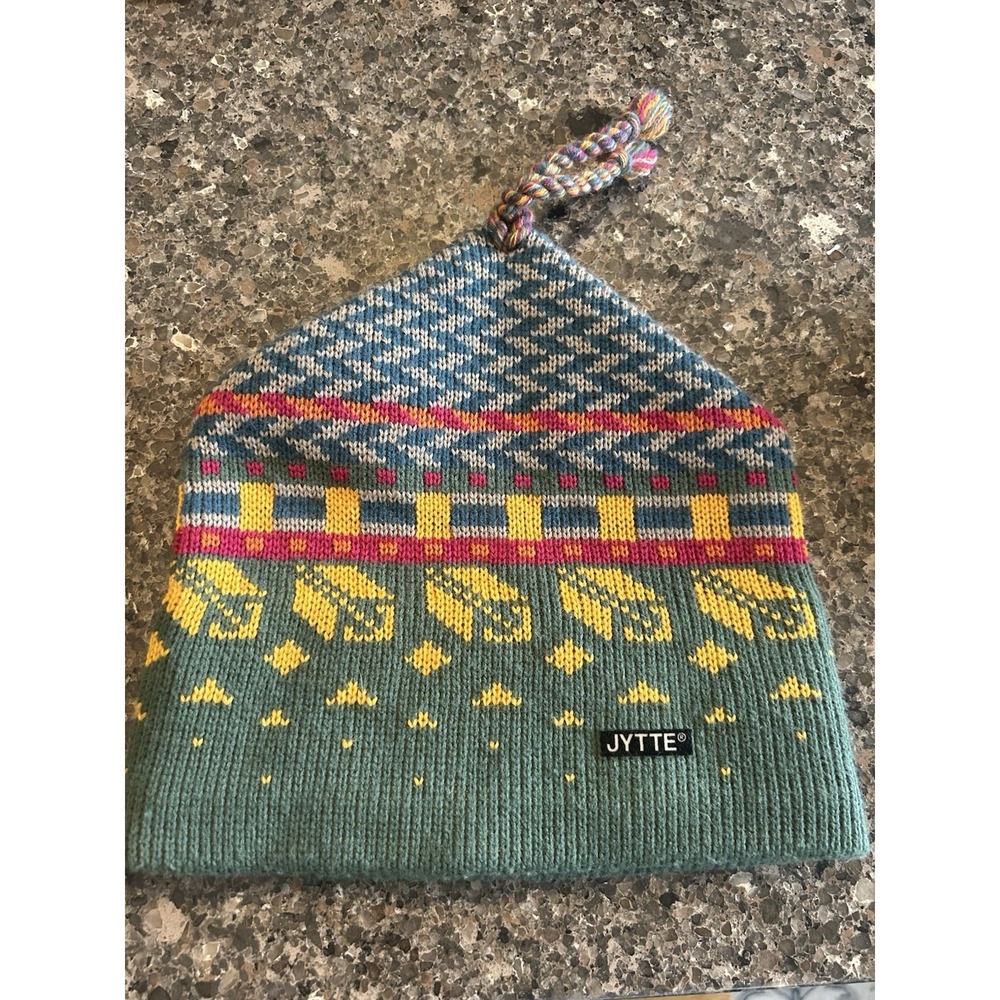 Jytte Nordic Fair Isle 100% Merino Wool Tassle Hat Beanie